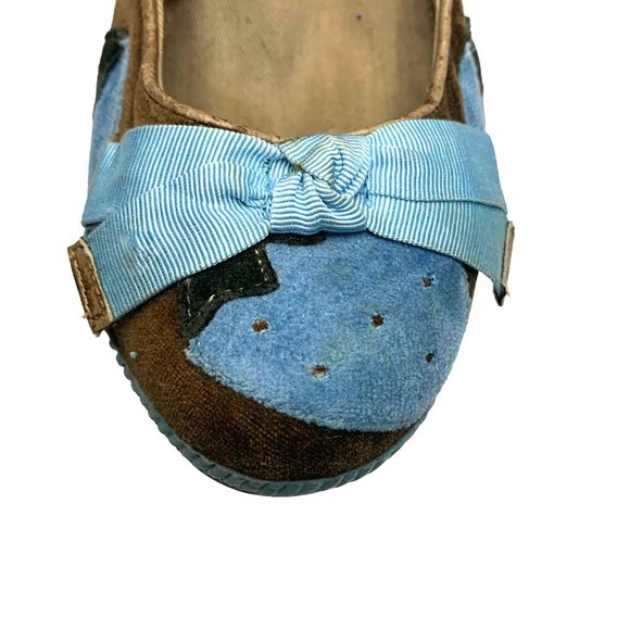 MISS L FIRE Blue Velvet‎ Embroidered Wedge - Picture 6 of 11